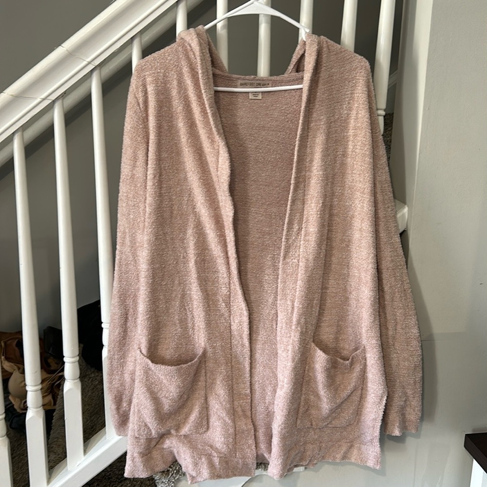 Barefoot Dreams Hooded Knit Cardigan Sweater